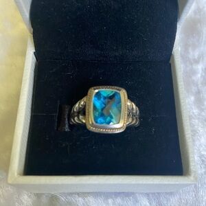☘️EFFY 18K Gold & 925 Sterling Blue Topaz Ring